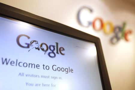 © Reuters. The Google logo is seen on a computer monitor at Google's Hong Kong office