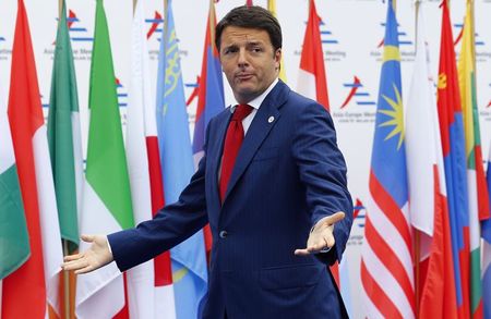 © Reuters. Il premier Matteo Renzi oggi all'arrivo al meetin Asia-Europa  (ASEM) a Milano