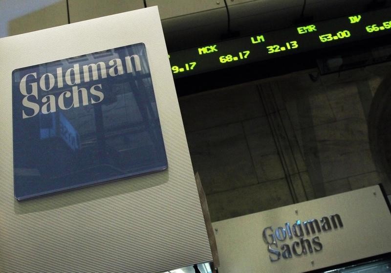 &copy; Reuters A Goldman Sachs sign is seen over their kiosk on the floor of the New York Stock Exchange