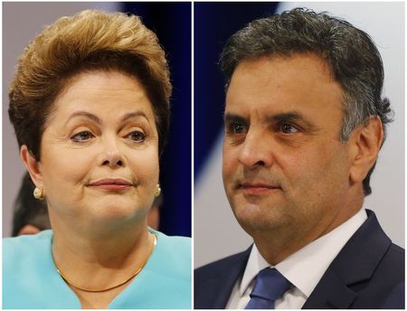 © Reuters. Montagem de fotos dos candidatos Dilma Rousseff e Aécio Neves