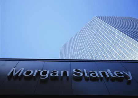 © Reuters. The corporate logo for financial firm Morgan Stanley is pictured on a building in San Diego