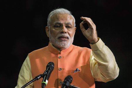 © Reuters. India's Prime Minister Modi speaks at Madison Square Garden in New York