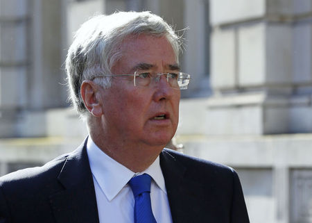 © Reuters. Britain's Defence Secretary Michael Fallon arrives for a Cobra meeting at the Cabinet Office in London