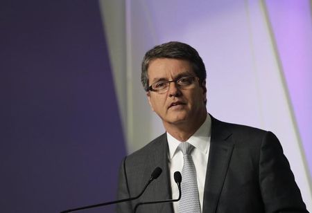 © Reuters. WTO Director-General Roberto Azevedo speaks in Mexico City