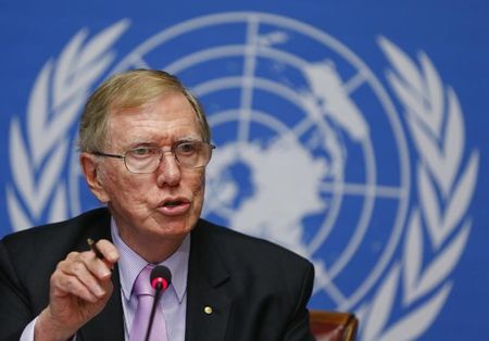 © Reuters. Kirby, Chairperson of the Commission of Inquiry on Human Rights in North Korea gestures during a news conference at the United Nations in Geneva