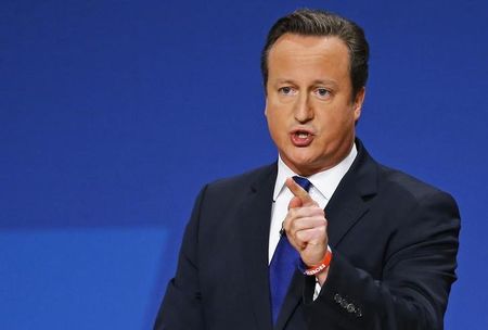 © Reuters. Britain's Prime Minister David Cameron delivers his keynote address to the Conservative Party Conference in Birmingham