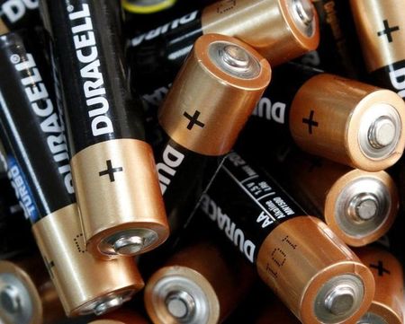 © Reuters. Used Duracell batteries are seen in an office in Kiev
