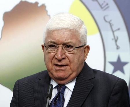 © Reuters. Fouad Masoum, new Iraqi president, speaks during a news conference in Baghdad