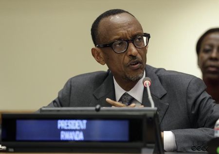 © Reuters. Kagame addresses a high-level summit during the 69th session of the United Nations General Assembly in New York
