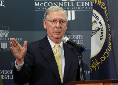 © Reuters. U.S. Senate minority leader Mitch McConnell holds a news conference after he was re-elected to a sixth term to the U.S. Senate at the University of Louisville in Louisville