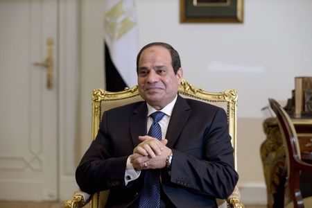 © Reuters. Egypt's President al-Sisi waits for a meeting with U.S. Treasury Secretary Lew at the presidential palace in Cairo