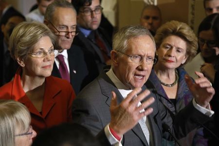 © Reuters. U.S. Senate Majority Leader Reid addresses reporters after a leadership election for the Congress in Washington