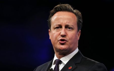 © Reuters. Britain's Prime Minister Cameron speaks at the Confederation of British Industry annual conference in London