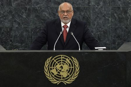 © Reuters. Donald Rabindranauth Ramotar, President of the Republic of Guyana, addresses the 68th United Nations General Assembly at U.N. headquarters in New York