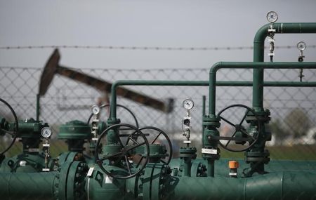 © Reuters. Датчики давления и станок-качалка OMV на нефтяном месторождении под Гензендорфом