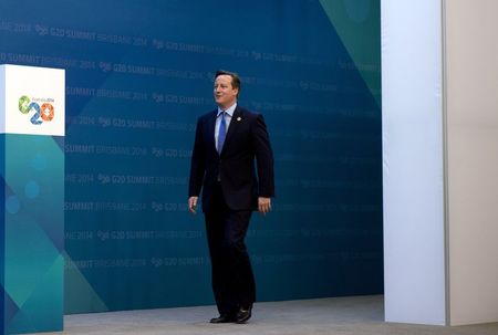 © Reuters. Britain's Prime Minister David Cameron arrives to take part in the G20 Summit in Brisbane