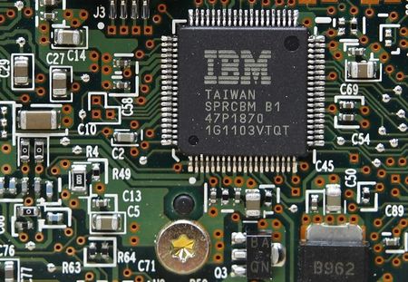 © Reuters. An IBM Central Processor Unit is seen on a Hard Disk Drive controller in Kiev