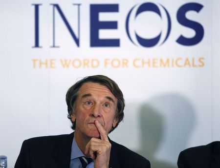 © Reuters. INEOS Chairman Jim Ratcliffe attends a news conference in London