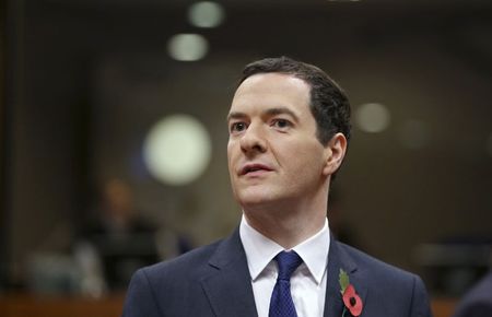 © Reuters. Britain's Chancellor of the Exchequer Osborne attends an EU ministers meeting in Brussels