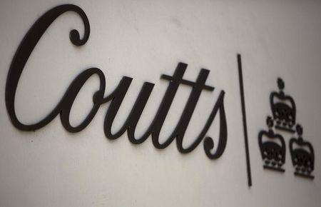 © Reuters. The name of Coutts is seen displayed on a branch of the bank in central London