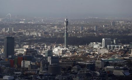 © Reuters. The BT communication tower is seen from The View gallery at the Shard, western Europe's tallest building, in London