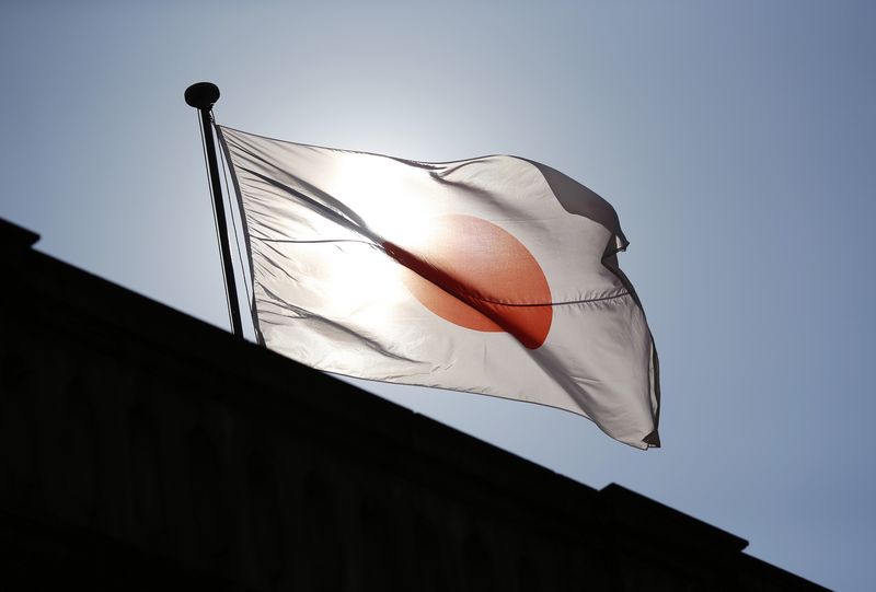 © Reuters. A Japanese flag flutters at the Old Building of Bank of Japan's head office in Tokyo