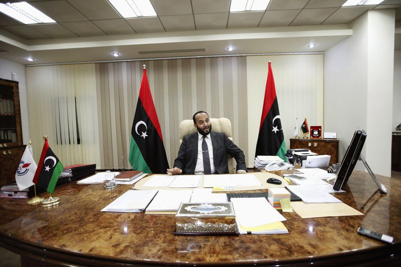 © Reuters. Zwai speaks during an interview with Reuters in Tripoli