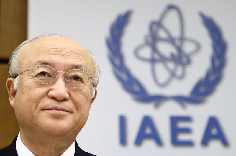 © Reuters. IAEA Director General Amano waits for board of governors meeting to commence at IAEA headquarters in Vienna