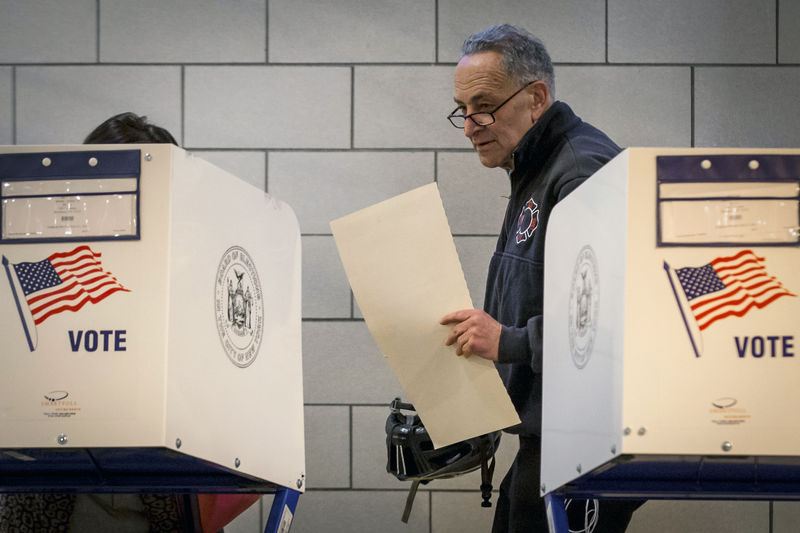 © Reuters. U.S. Senator Schumer casts his vote at a polling station in the Brooklyn Borough of New York
