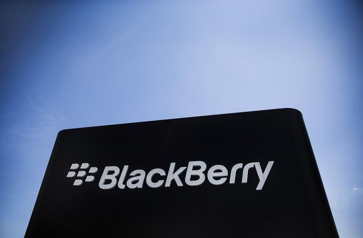 © Reuters. The Blackberry sign is pictured in Waterloo