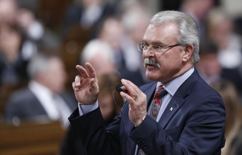 © Reuters. Canada's Agriculture Minister Ritz speaks in the House of Commons on Parliament Hill in Ottawa