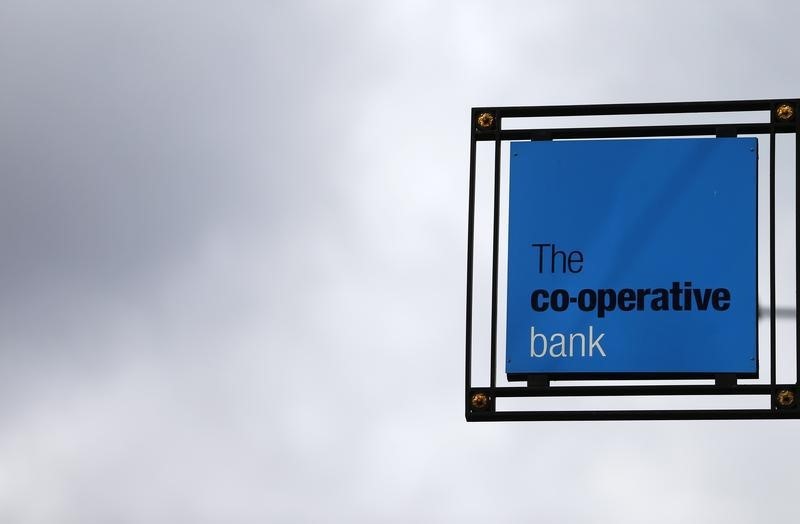 © Reuters. A sign for the Co-operative Bank is seen outside it's branch in the City of London