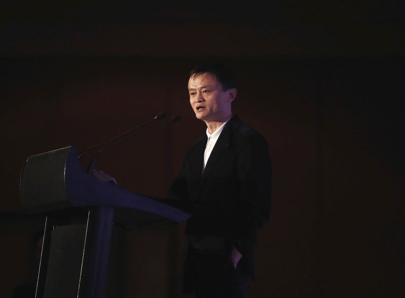 © Reuters. Alibaba Group Executive Chairman Jack Ma addresses a gathering at an event organised by FICCI in New Delhi