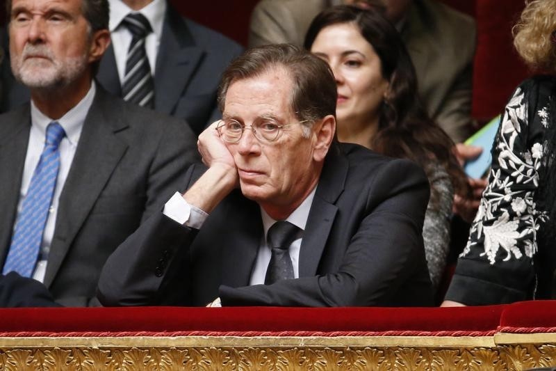 © Reuters. Head of the Palestinian Mission in France, Hael Al Fahoum attends a debate on Palestine status at the National Assembly in Paris