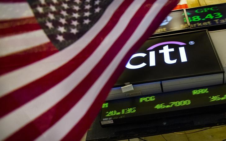 © Reuters. Citigroup logo is pictured from the floor of the New York Stock Exchange