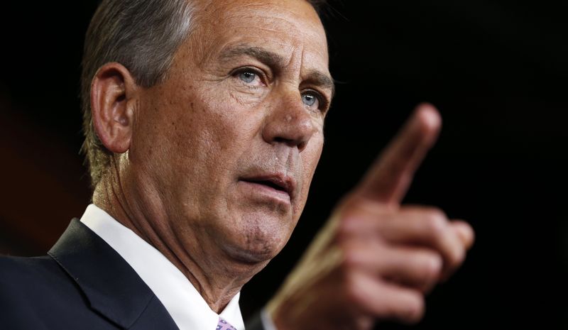 © Reuters. Speaker of the House John Boehner holds a news conference in the U.S. Capitol in Washington