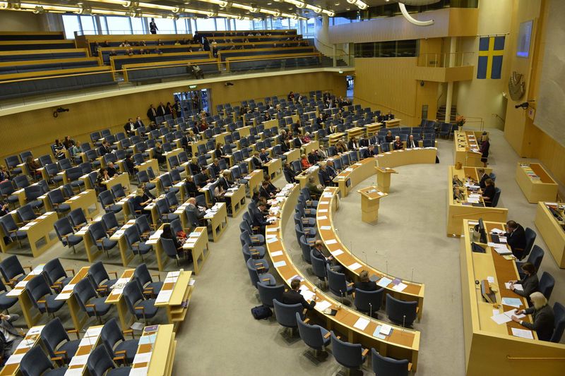 © Reuters. A general view of the Swedish Parliaament during the debate about the government's budget proposal in Stockholm
