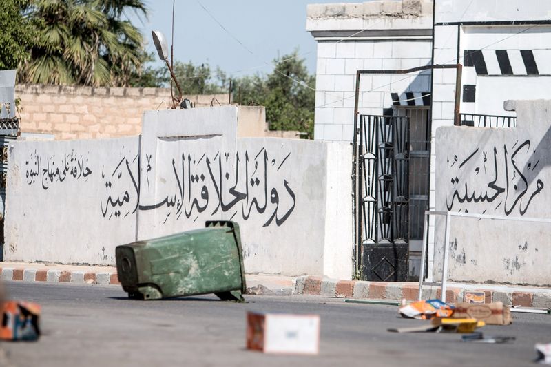 © Reuters. جماعة مراقبة: الدولة الإسلامية تسيطر على حي في بلدة حدودية سورية