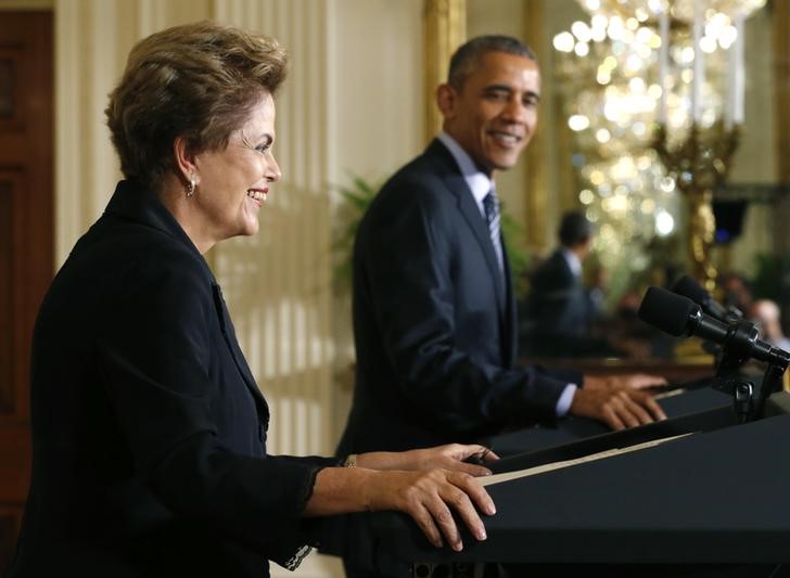 © Reuters. Dilma e Obama concedem entrevista na Casa Branca