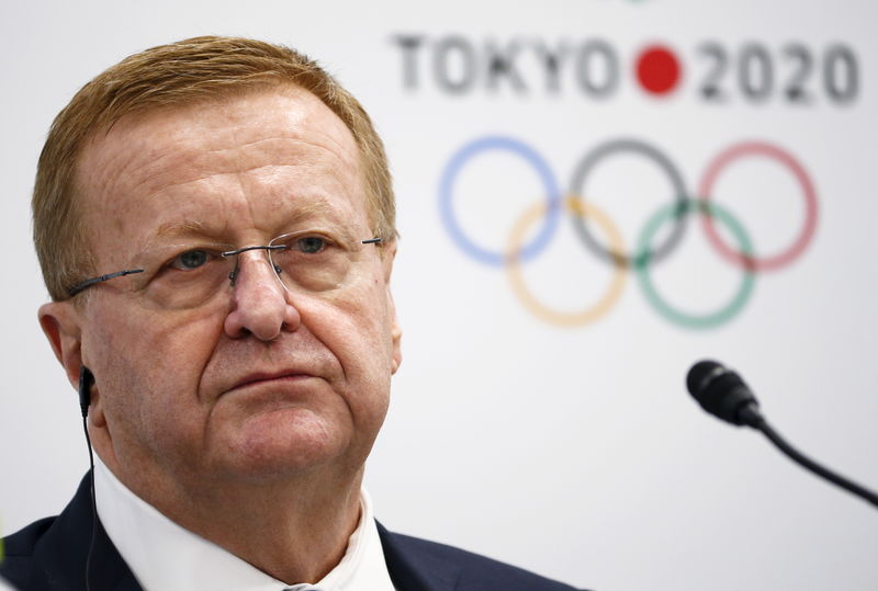 © Reuters. Coates, IOC Vice President and Chairman of the Coordination Commission for the Games of the XXXII Olympiad - Tokyo 2020 attends a news conference in Tokyo