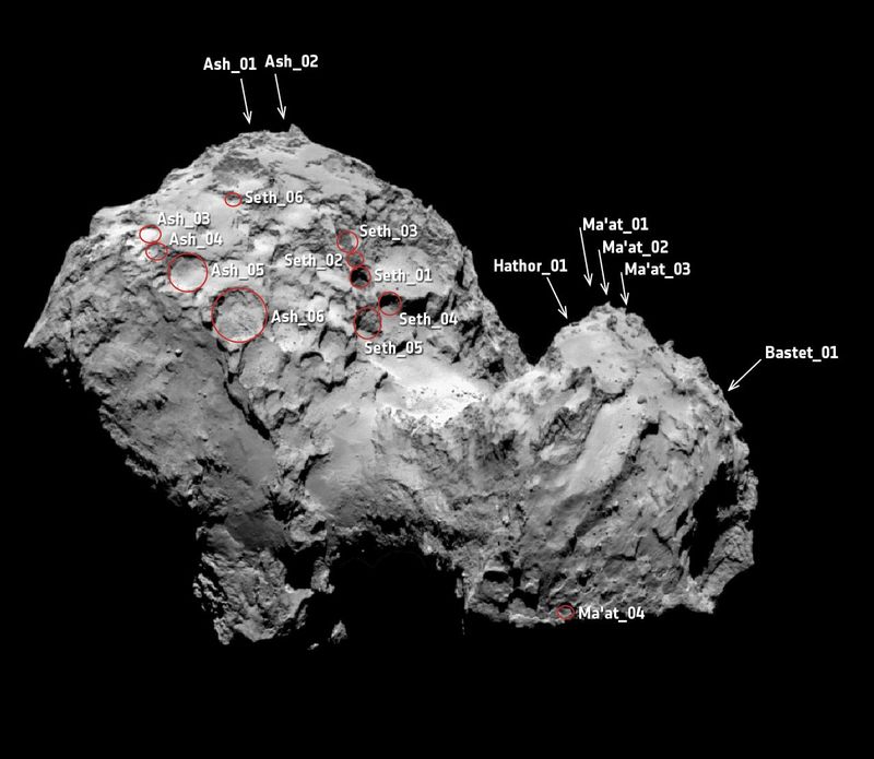 © Reuters. La sonda Rosetta encuentra enormes socavones en superficie de cometa