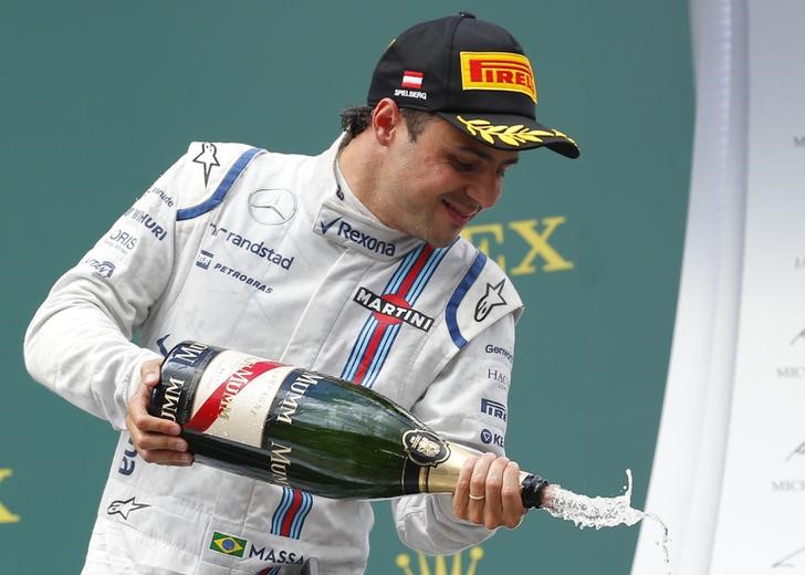 © Reuters. Massa comemora terceiro lugar em Spielberg