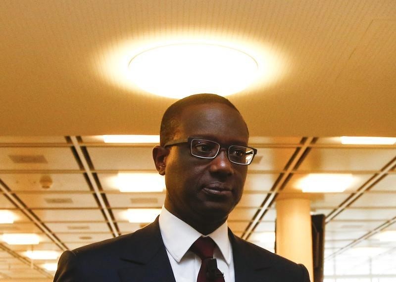 © Reuters. Thiam arrives for a Credit Suisse news conference in Zurich