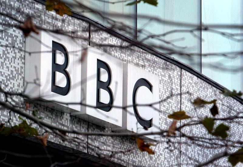 © Reuters. A BBC logo is seen at the company's main offices, in west London, on the day the organisation announ..