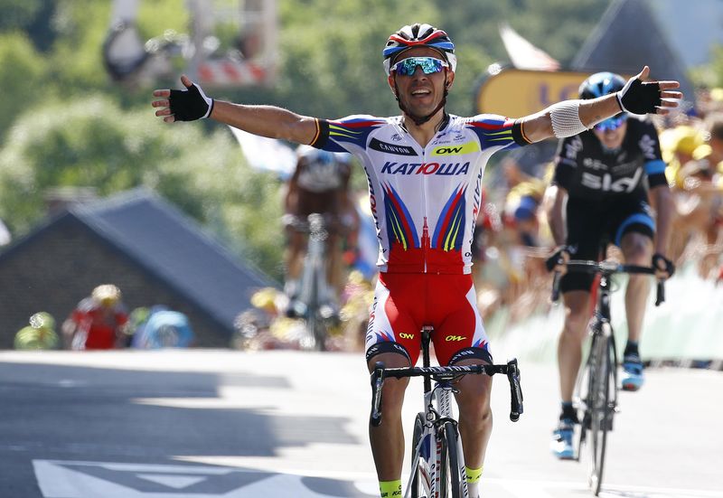 © Reuters. El catalán Rodríguez gana la tercera etapa del Tour; Froome se pone líder