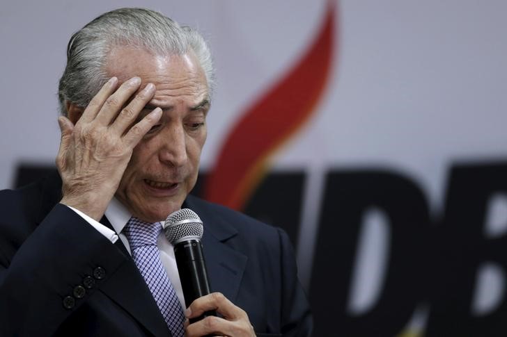 © Reuters. Vice-presidente Michel Temer durante reunião do PMDB em Brasília