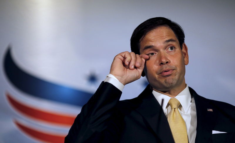 © Reuters. Republican presidential candidate Senator  Marco Rubio (R-FL) addresses a legislative luncheon held as part of the "Road to Majority" conference in Washington 