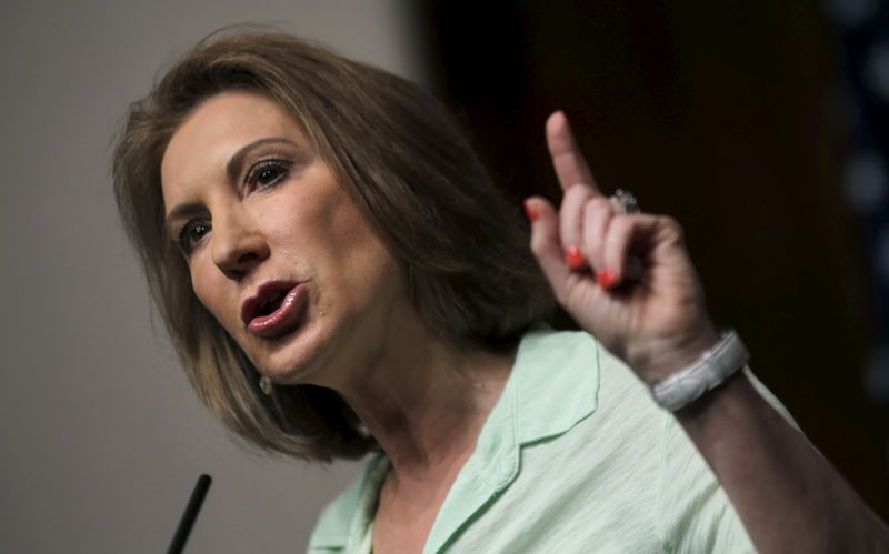 © Reuters. U.S. Republican presidential candidate Carly Fiorina addresses the "Road to Majority" conference in Washington