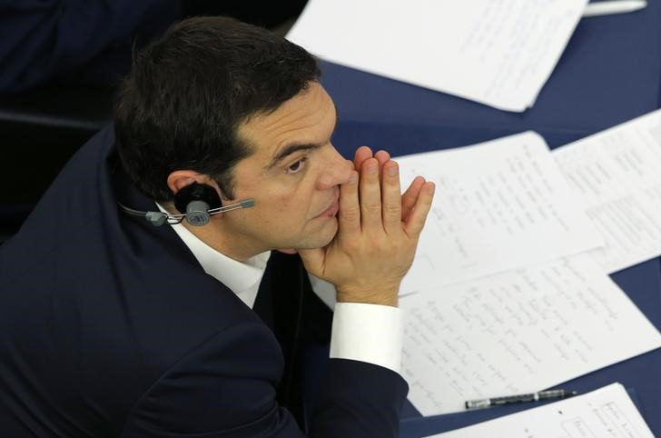 © Reuters. Premiê grego, Alexis Tsipras, no Parlamento Europeu, em Estrasburgo