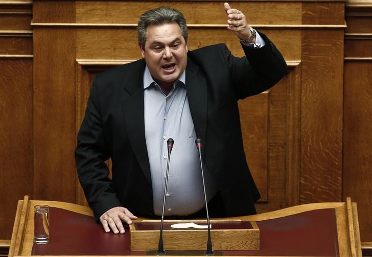 © Reuters. Líder do partido minoritário da coalizão governista, Panos Kammenos, em Atenas